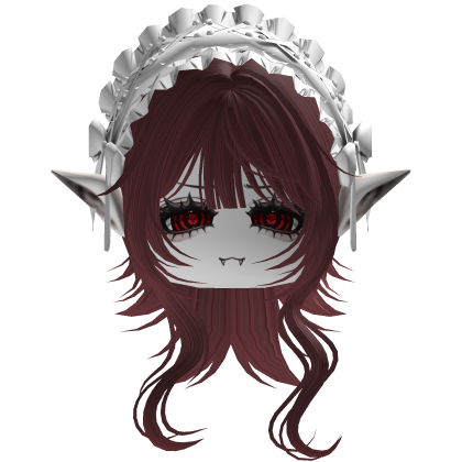 Gothic Vampire Red Hair W/ears (White)  Roblox item