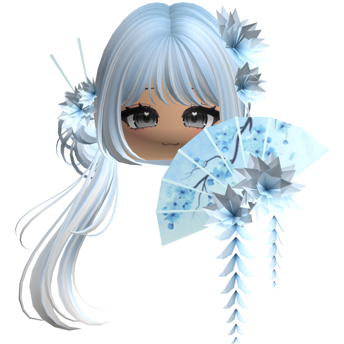 Side Ponytail w/ Cherry Blossoms & Fan