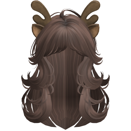 Swirly Layered Hair w/ Christmas Antlers in Brown