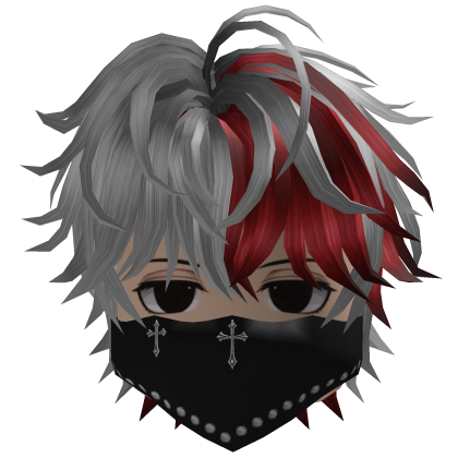 Messy Hair w/ Bandana & Glasses (Gray/Crimson)