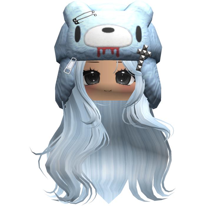 Fuzzy Bear Ushanka Flowy Long Hair (Blue)