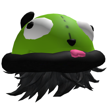 Green Creature Hat with Black Hair