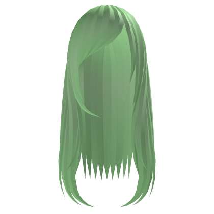 long sideswept emo hair green Roblox item