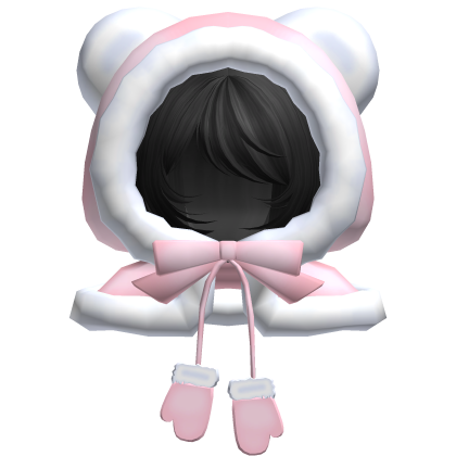 pink christmas bear hood bob cut hair black