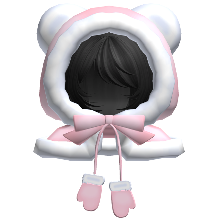 pink christmas bear hood bob cut hair black