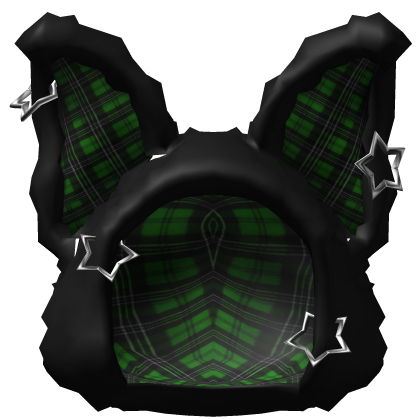 Green Plaid Fuzzy Bunny Black Hood