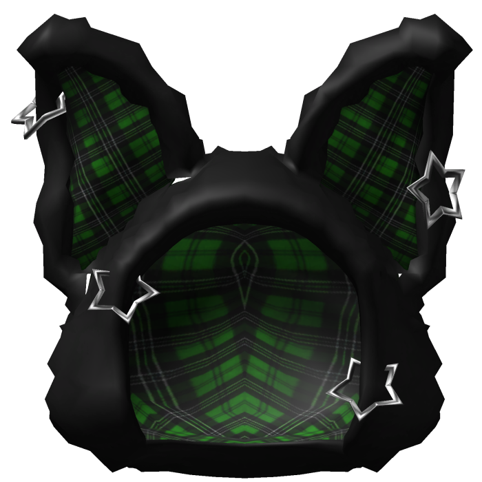 Green Plaid Fuzzy Bunny Black Hood