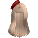 Wavy Blonde Hair w Red Beret