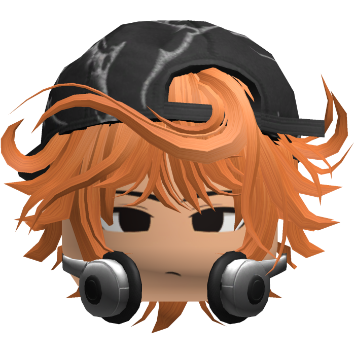Grunge Moe Orange Wavy Hair /w Hat