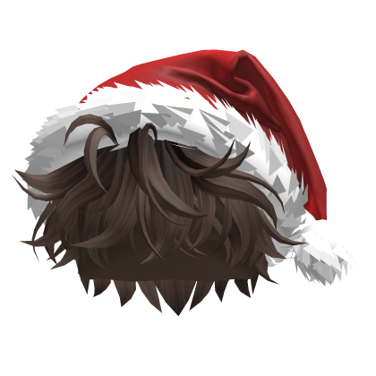 Brown Messy Hair w/ Santa Hat