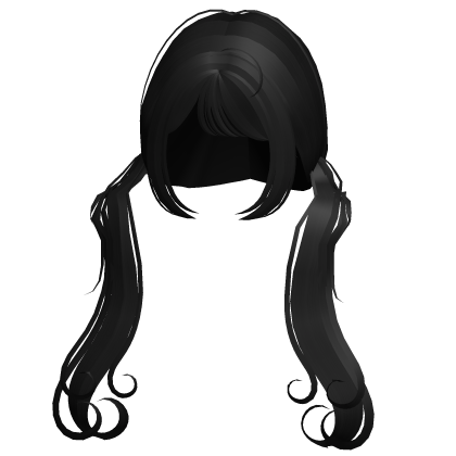 Long cute curled doll pigtails in black fits r6 Roblox item