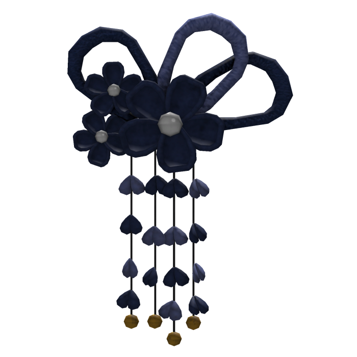 Navy Blue Traditional Japanese Flowers Hairpin