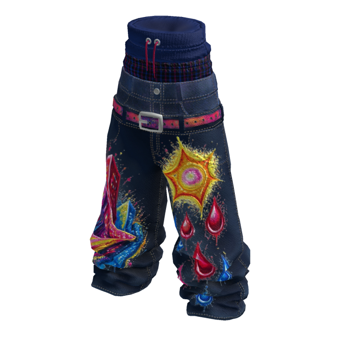 iBLOX - Navy Graffiti Layered Waist Sagging Jeans