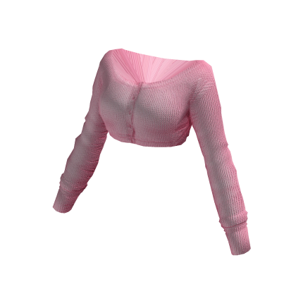Off Shoulder Cropped Cardigan (Pink)