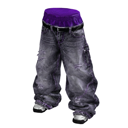 Purple Silver Y2K Baggy Jeans