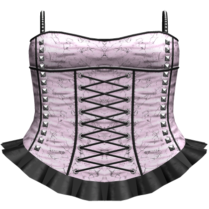 Pink Goth Ruffled Skirt + Studded Laced Corset 3.