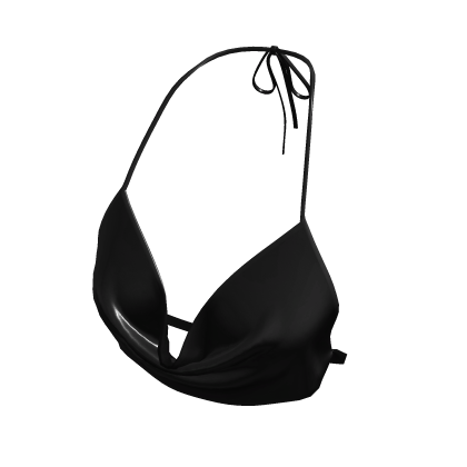 Black Leather Draped Halter Top thumbnail
