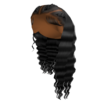 Crimped Hair W/ Braids [Black] Roblox item