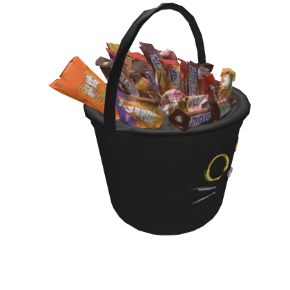 Black Kitty Halloween Candy Bucket