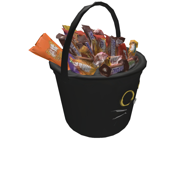 Black Kitty Halloween Candy Bucket