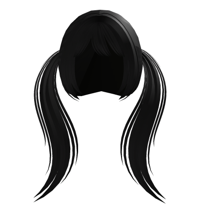 ♡ black long curly dolly baby pigtails Roblox item