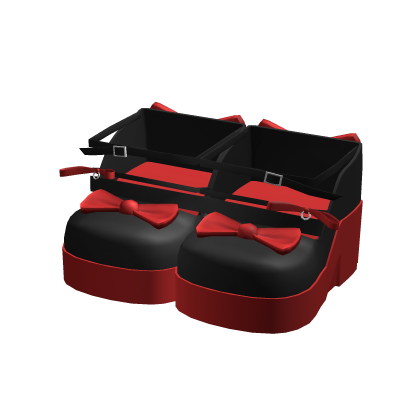 Red n Black Kawaii Doll Platforms w Bows