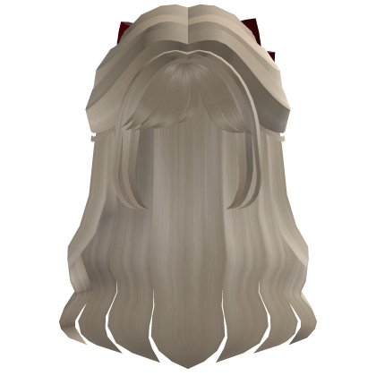 Flowy Half up Hair w/ red bow (light beige)