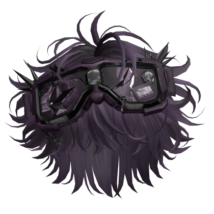 Purple Messy Anime Hair w/ Punk Goggles Roblox item