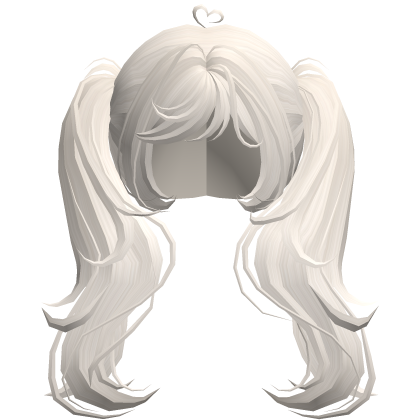 Swirly curled girly shoujo pigtails in white ♡ Roblox item