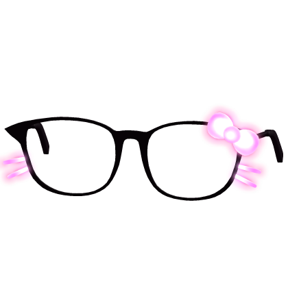 Pink Glowing Kitty Bow Black Glasses Roblox item