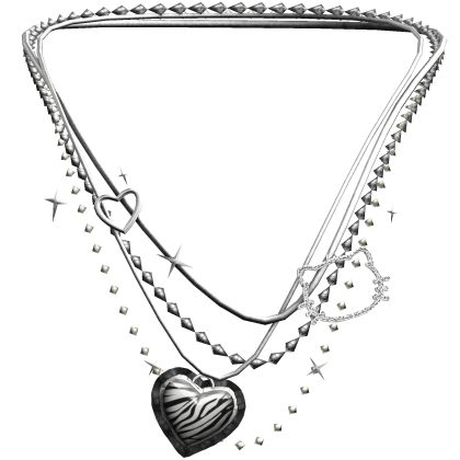 ◇roaju◇ [silver925]Too bling bling necklace 2000s Rhinestone Gyaru Silver ZebraPrint Necklace | Roblox