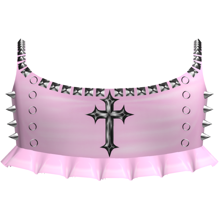 emo studded spikey cross top in pink
