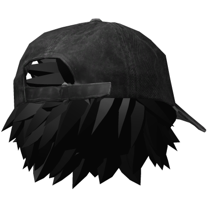 Punk Scene Emo Hair w/ Y2K Distressed Hat (Black) Roblox item