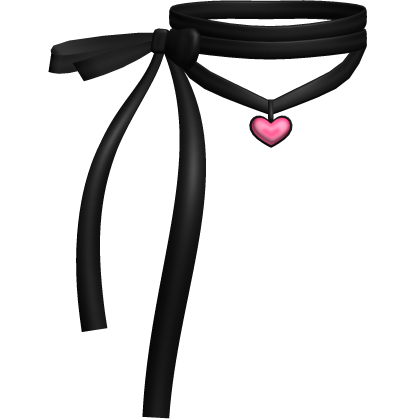 Black Kawaii Heart Charm Coquette Ribbon Choker