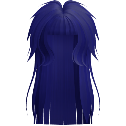 Long Emo Dark Blue Messy Shaggy Hime Hair