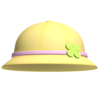 ♡ ꒰ yellow clover bucket hat w/ red band ꒱ ♡ Roblox item