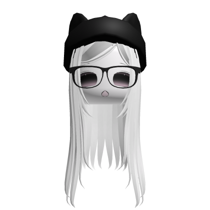 ♡ straight long moe face cat hair (white)
