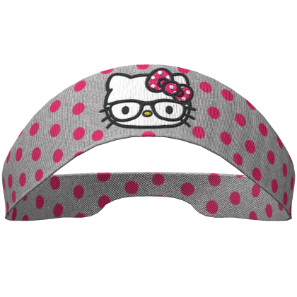 𝓚𝓓 | Gray Kitty Nerd Pink Polkadot Headband Roblox item