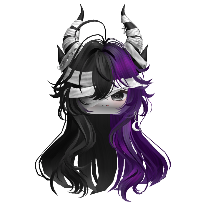 Horned Anime Demon Wolfcut (Black&Purple)