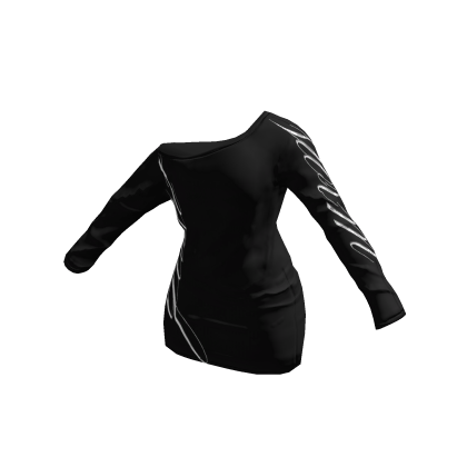 y2k Off Shoulder Long Sleeve Dress (Black) thumbnail