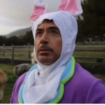 Robert Downey jr cries in a bunny suit