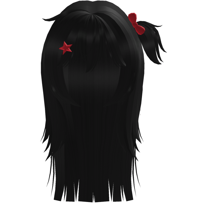 cute emo scene girl hair w/ star clip (black)