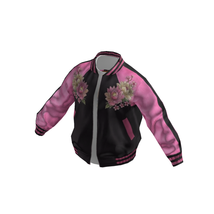 Pink Sukajan Jacket w/ Lotus Flower Embroidery