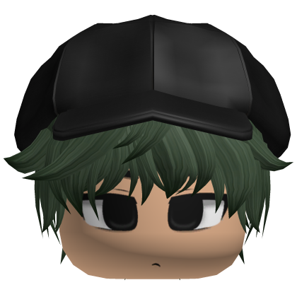 Messy Emo Errand Boy Green Hair w Beret Face Roblox item