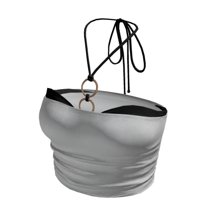 White Urban Summer Beach Black Bikini Tube Top