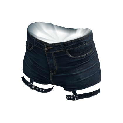 Y2K Denim Shorts with Straps Blue