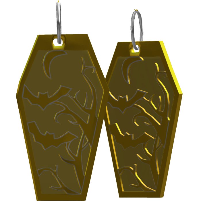 yellow haunt coffin earrings