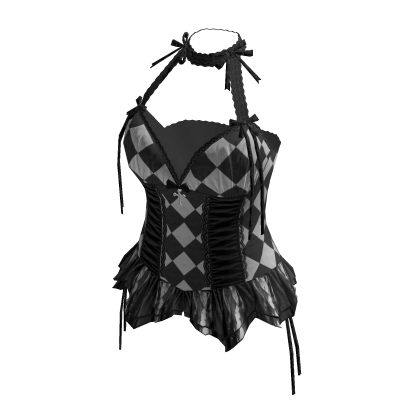 Coquette Diamond Corset Top (Black N White)