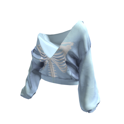 Skeleton Pullover Baggy Hoodie Sky Blue