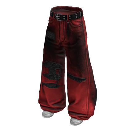 Red Distressed Rockstar Denim Jeans